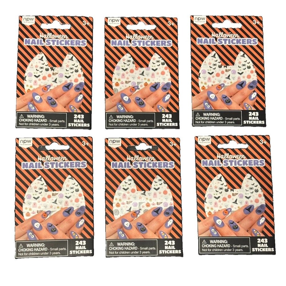 6 Pack Bundle NPW Halloween Nail Art Stickers Spooky Cute 243ct Decals